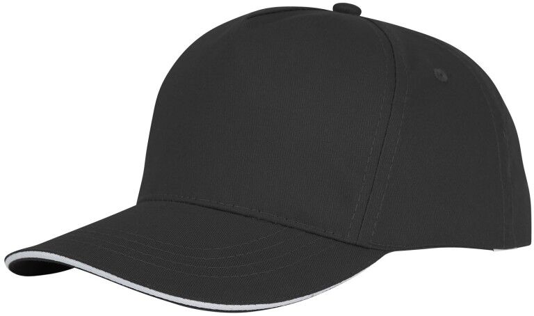 Casquette sandwich personnalisable 5 panneaux en coton Ceto noir