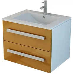 AROSA Badset Gaeste WC Badmöbel orange Hochglanz Waschbecken SMC Waschtisch Waschtischunterschrank