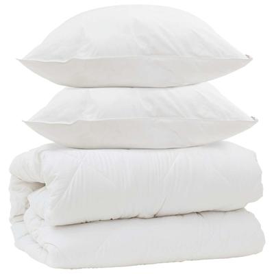 vidaXL Decke mit Kissen mit Kissen 3 pcs Weiß Mikrofaser