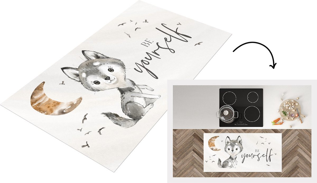 Keukenloper vinyl met Be yourself quote - 120 x 60 cm