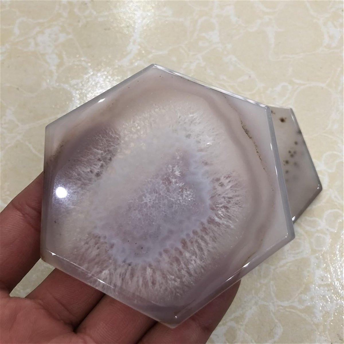 Natuurlijk Kristal Agaat - Handgeslepen Zeshoek - Spirituele Decoratie - 100 gram