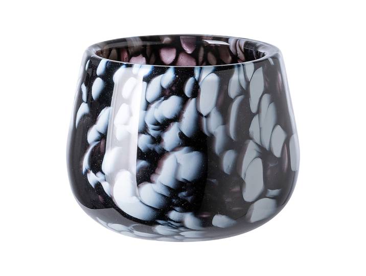 Tischvase FINK MARLY , schwarz-weiss (schwarz, weiß), B:13,5cm H:11cm T:13,5cm Ø:13,5cm, Vasen, Tischvase