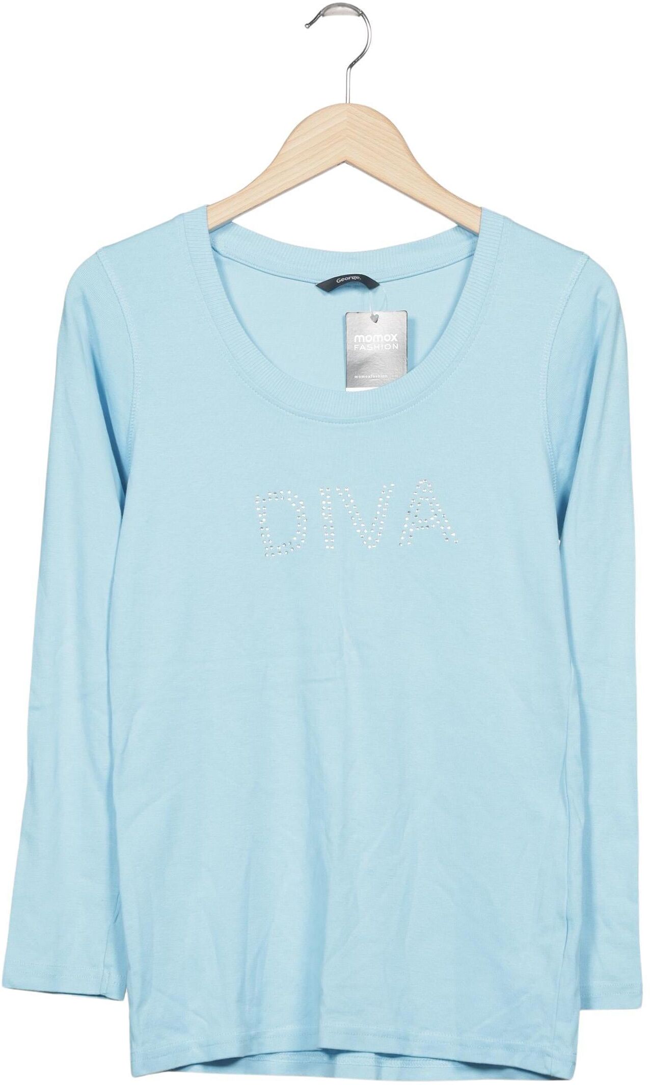 George Damen Langarmshirt, Hellblau, Gr. S, Baumwolle - Second Hand