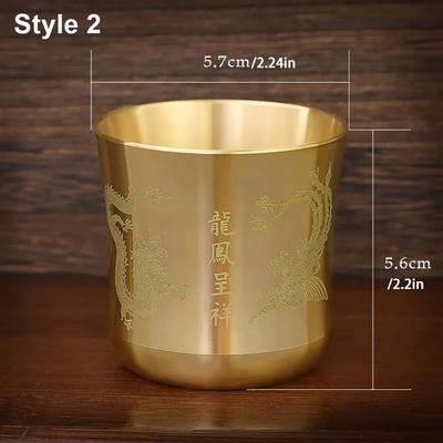 Inspired Living Auspicious Wealth Brass Tea Cup Feng Shui Cornucopia Baifu Mug For Prosperity & Home Decor 2