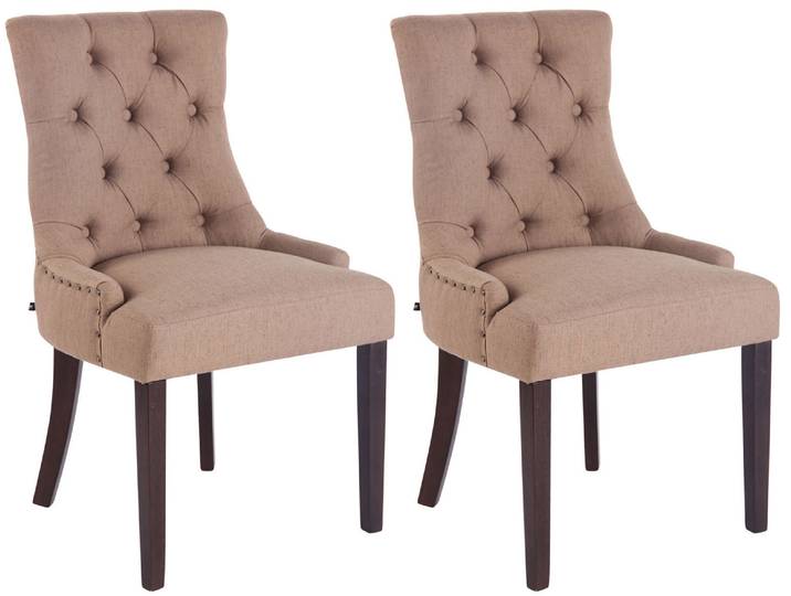 TPFLiving 2er Set Esszimmerstuhl Aboli Stoff antik - Taupe