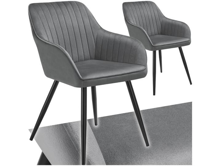 Stuhl Marilyn, Samtoptik, gesteppt - grau/schwarz, 2er Set