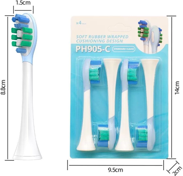 INF Sonic Elektrische Zahnbürste Ersatzköpfe - 8er-Pack, kompatibel mit Philips Sonicare HX369 Blau
