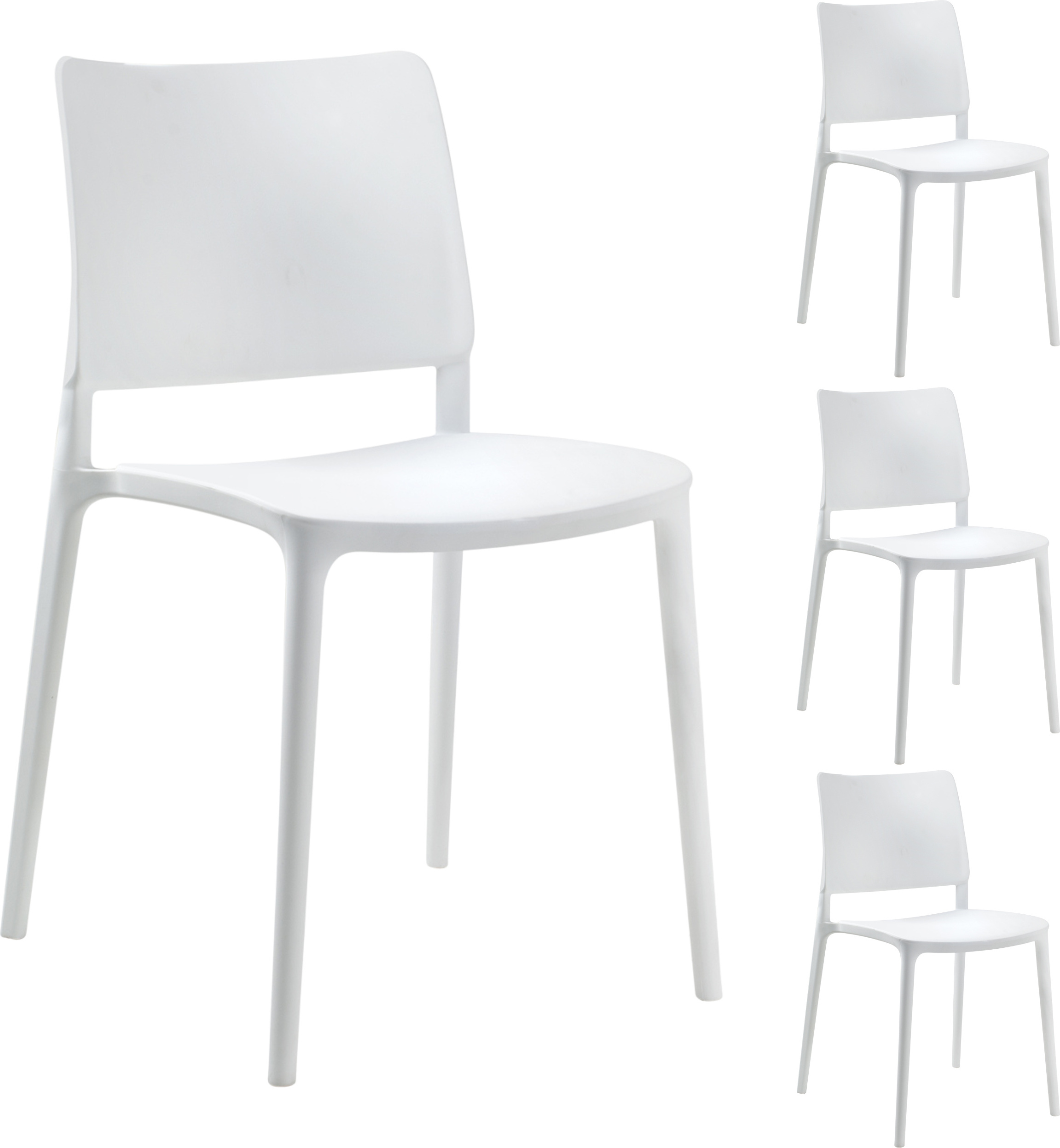 PAPATYA Designstuhl: 200 kg Stapelstuhl Bistrostuhl Gartenstuhl JOY-S Kunststoff (Weiß) 4 er SET