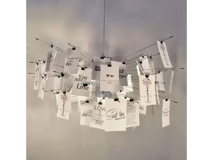 Style français Zettel papier bricolage lustre Art salle d'exposition salle à manger salon chambre concepteur Album pendentif LED éclairage