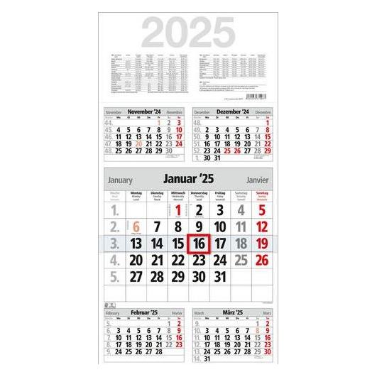 Markenlos Wandkalender Take Five 2025 Spezial Rot D/EN/FR (Spezial) (M5TF)