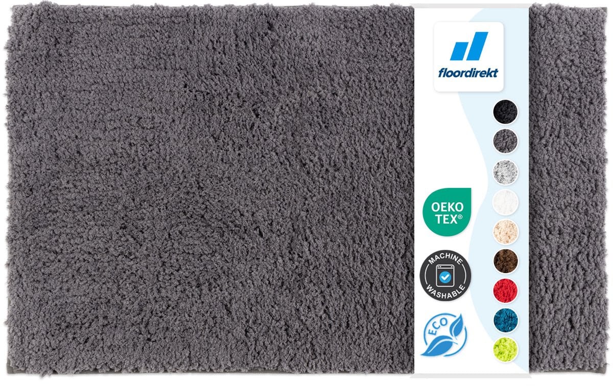 FLOORDIREKT Badmat SKY Antislip Badmat Donkergrijs 60 x 100 cm