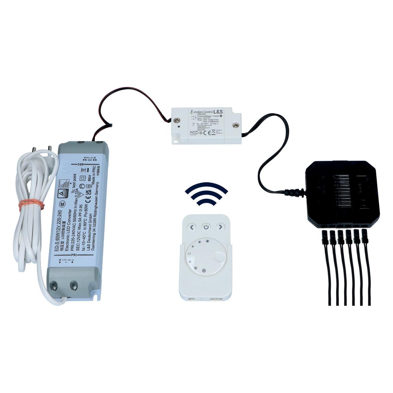 L&S E-Motion Light 1-Kanal LED Funk-Dimmschalter-Set 12/24 V (4709785-23)