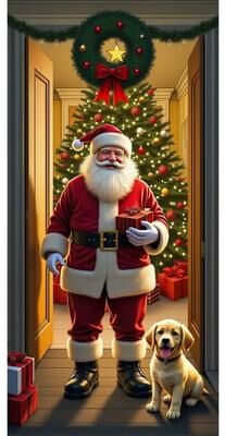 Uplifted Finds Santa Claus Christmas Door Cover Festive Holiday Hanging Decoration a