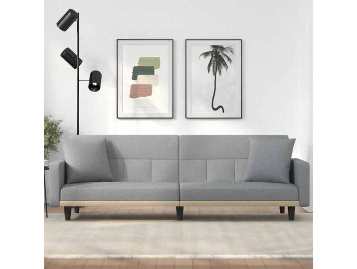 (Gris) Canapé-lit - Canapé droit convertible avec coussins gris clair tissu 182663