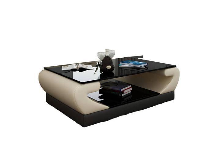 Xlmoebel Couchtisch Eleganter Couchtisch aus Leder und Glas in wählbaren Farben (Packung, Couchtisch), Hergestellt in Europa