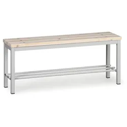 Umkleidebank mit Schuhrost, Latten-Sitz, Länge 1000 mm, grau