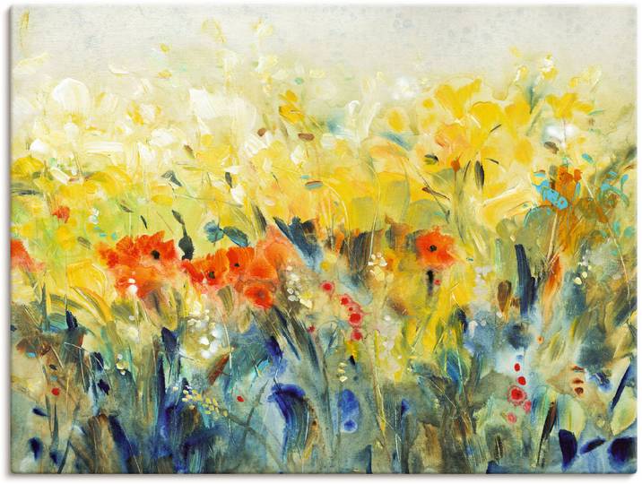Leinwandbild ARTLAND Schwingende Blumen II , gelb (farbe bild(er): gelb), B:60cm H:45cm, Bilder, Leinwandbild, auf Holzrahmen gespannt