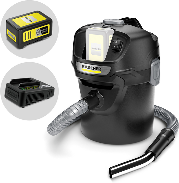 Karcher Kärcher AD 2 Battery  Aschensauger mit Behälter  14-Liter-Sammelbehälter aus Metall  18 V/5,0 Ah