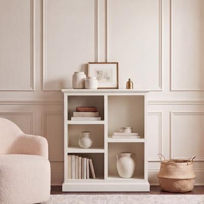 "SAFAVIEH Maralah 25-Inch Wood Bookshelf, White, Farmhouse - 25"" x 10.6"" x 30.1"""