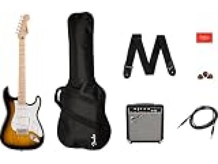 Squier by Fender Sonic Stratocaster Pack Guitare Électrique Débutant Kit de démarrage avec ampli, housse, câble, sangle, cours gratuits, ensemble de guitare électrique pour adultes et débutants