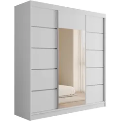 KLEIDERSCHRANK mit Spiegel V2-LINEA 215x200 cm Weiß