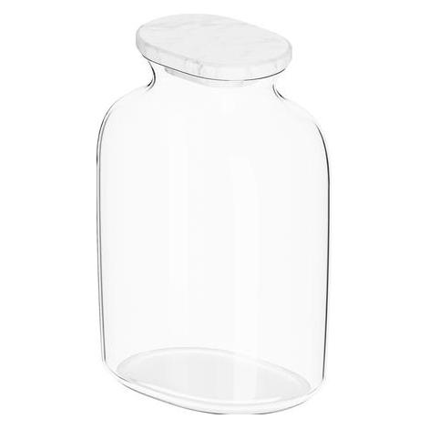 Blanco Glaskaraffe | Durchsichtiges Glas, Marmordeckel | 1l Wasserkaraffe für kohlensäurehaltiges Wa (1 l) (527671)