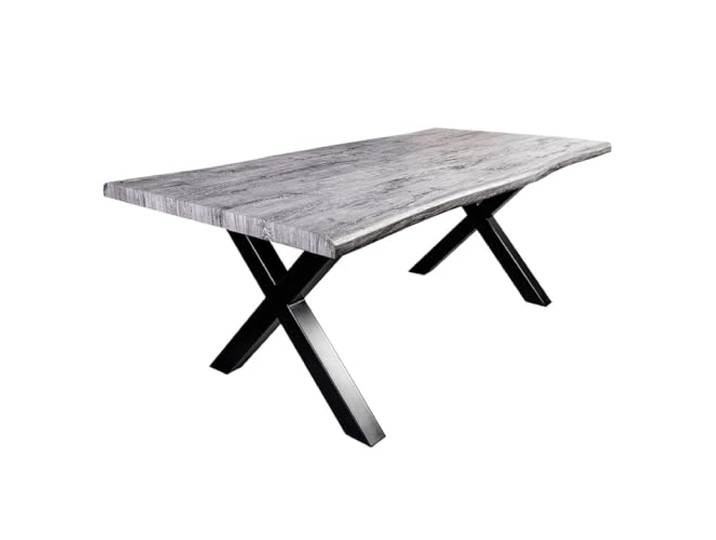 Esstisch WILD 200cm - schwarz grau - Metall - höhenverstellbare Füße robust individuelle Maserung, 120 kg Belastbarkeit, natürliche Baumstruktur, massive Verarbeitung, Metallgestell