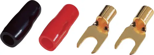 Sinuslive KSI 10 Gabelkabelschuh 10mm² Loch-Ø=5mm Teilisoliert Schwarz, Rot 10St.