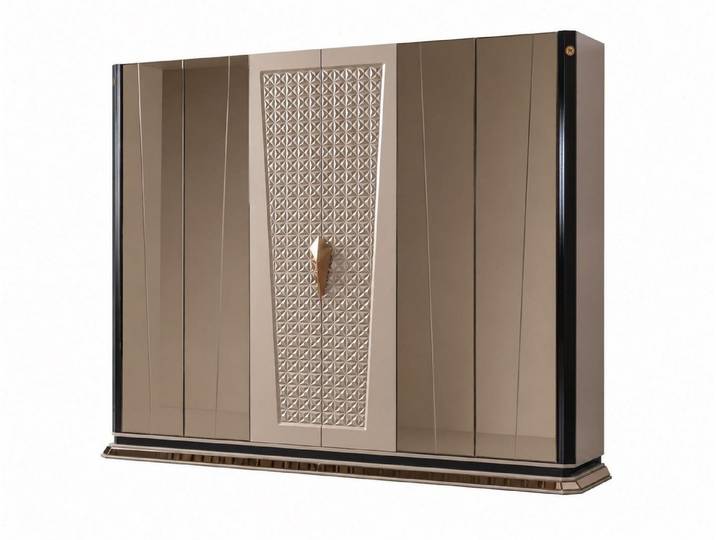 JVmoebel Kleiderschrank Schrank goldfarben schwarz Schlafzimmer Spiegel moderner Holz neu Made in Europa