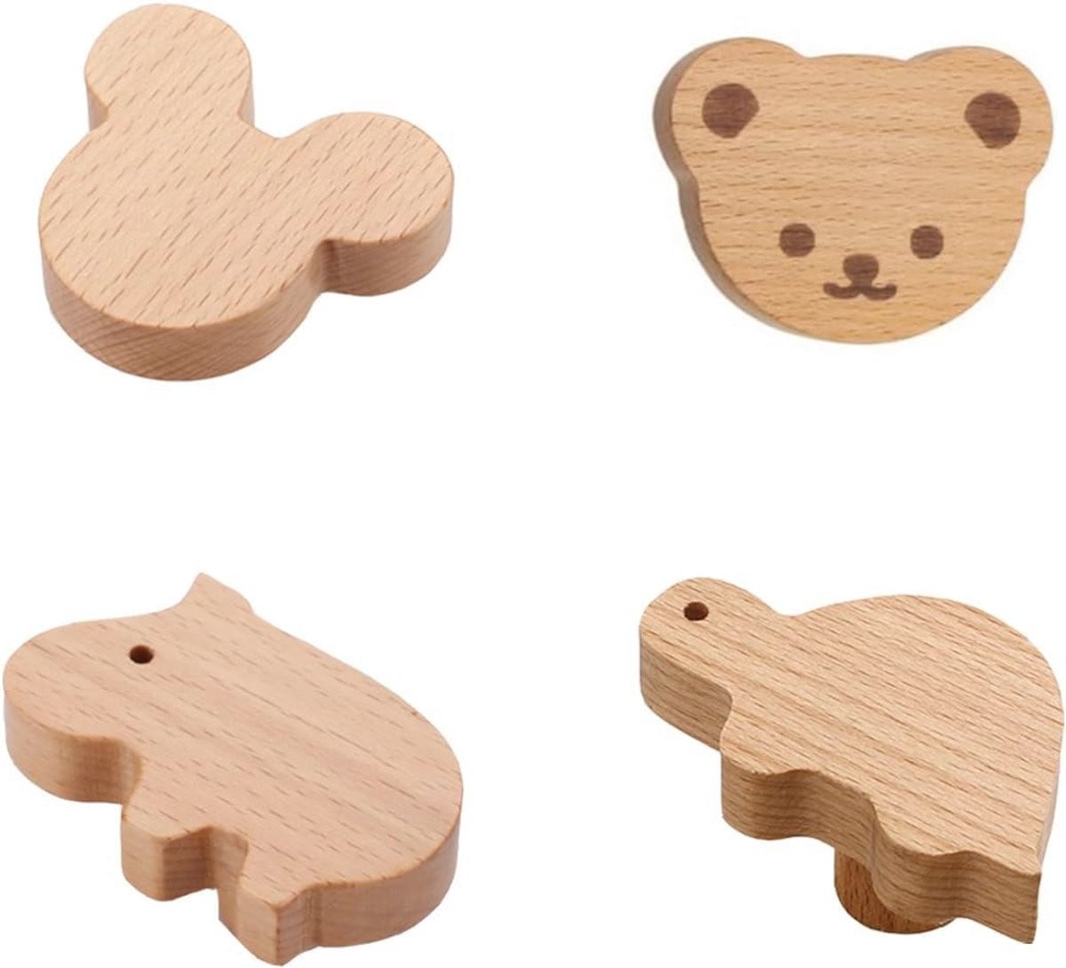 Houten Kastknoppen voor Kinderen - Natuurlijke Decoratie en Meubelaccessoires, 4 Stuks
