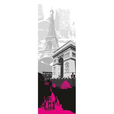 Fototapete ARCHITECTS PAPER "Paris", lila (grau, schwarz, lila), B:1m L:2,8m, Vlies, Tapeten, Grafik Tapete Stadt paris Grau Pink Panel 1,00m x 2,80m