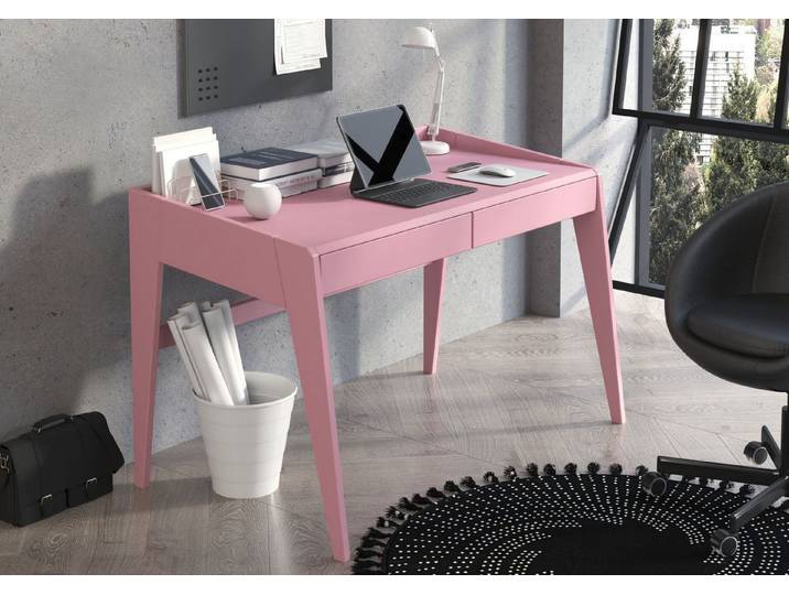 Visby Schreibtisch Lisa (Arbeitstisch / Kinderschreibtisch 125 cm Pastellrosa, Buchenholz), Arbeitstisch erhältlich in Naturtönen, Pastell- und kräftigen Farben