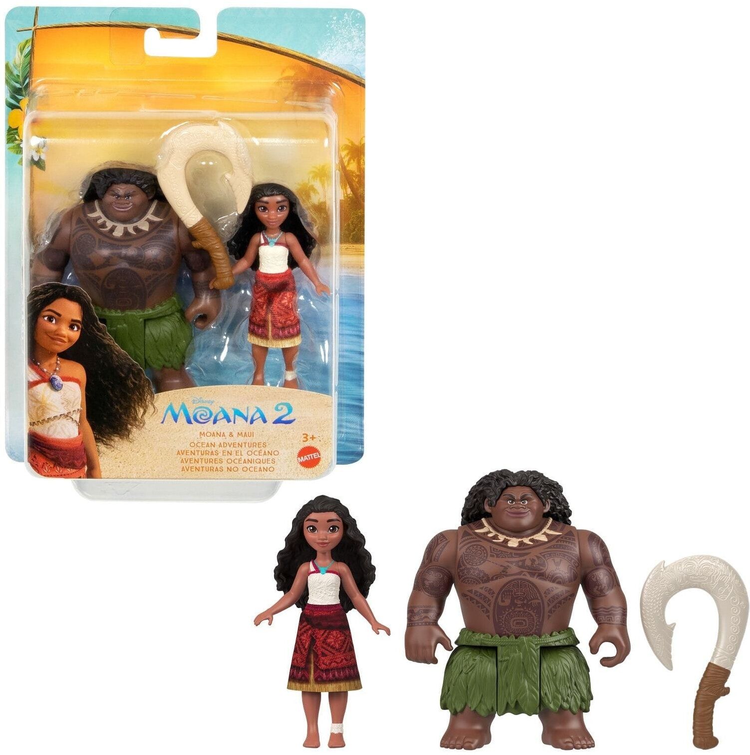 Disney Moana 2 Moana and Maui Ocean Adventures Set - Includes Moana and Maui Dolls - Mattel