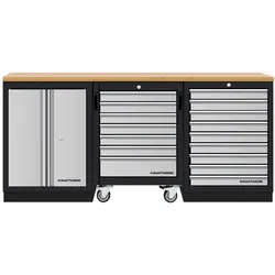 Kraftwerk, Werkstattschrank, Mobilio 3er Kombi mit Werkstattwagen, Buche Multiplex, Flüge (45.80 cm, 91 cm)