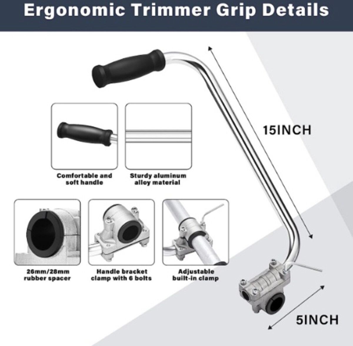 INF Trimmer Zusatzgriff-Set – Aluminiumrohr-Griff mit Trimmer-Grip für bessere Kontrolle, kompatibel mit
