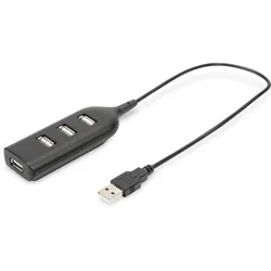 DIGITUS USB 2.0 Hub, 4-Port, Bus Powered 4 X USB A/F AT angeschloss. Kabel