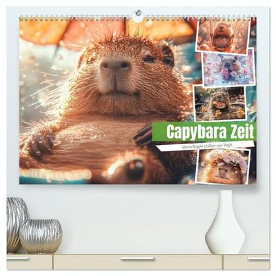 Capybara Zeit (hochwertiger Premium Wandkalender 2027 DIN A2 quer), Kunstdruck in Hochglanz