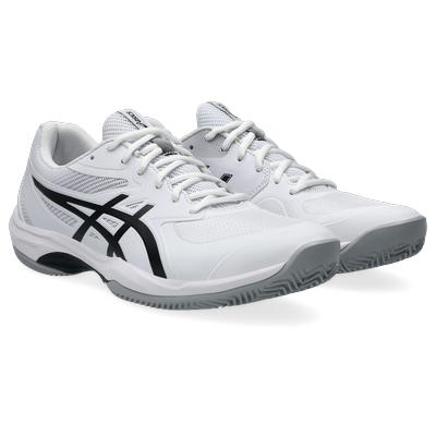 Tennisschuh ASICS "GAME FF CLAY", Herren, Gr. 46,5, schwarz-weiß (weiß, schwarz), Synthetik, Textil, Schuhe, Sandplatzschuhe für Ascheplätze