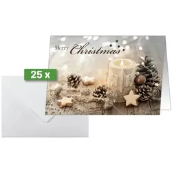 Sigel Weihnachtskarten inkl. Umschläge »Christmas Candle« 25 Stück beige
