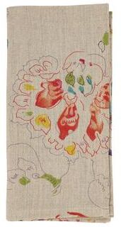 Saro Lifestyle Abstract Floral Dinner Napkins (Set of 4) - Modern Botanical Linen Blend Napkins for Everyday Dining, Farmhouse Table Setting