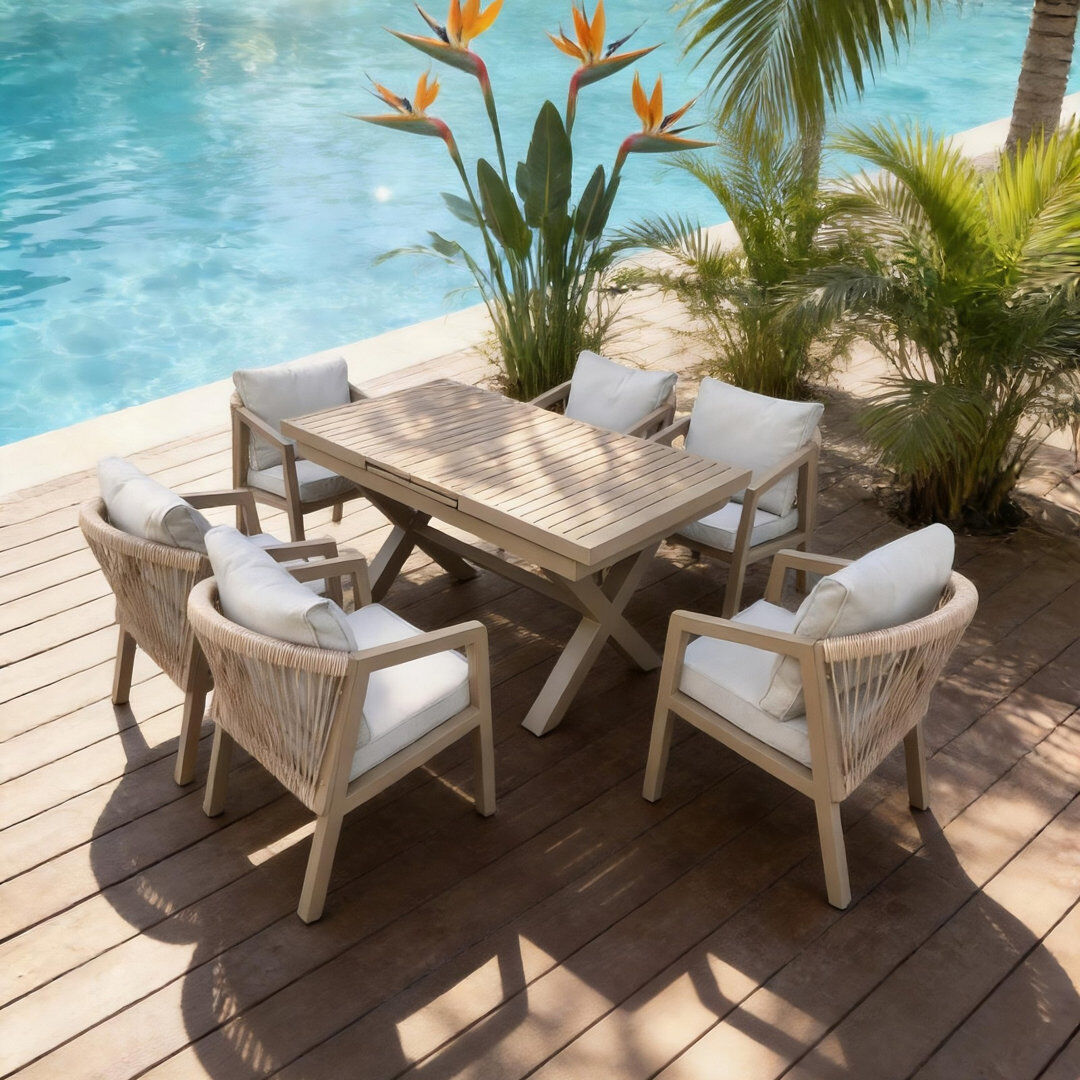 Brayden Studio Patio Dining Set Brown