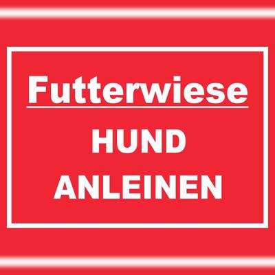 HB-Druck Futterwiese Hund anleinen Schild A1 Rückseite selbstklebend