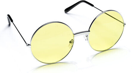 Brille "Hippie", 6 cm Ø, gelb