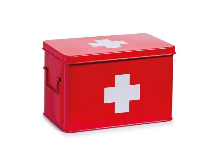 Zeller Present Medizinbox, Rot, Metall, 5 Fächer, 32x20x21 cm, Tragegriff, Deckel abnehmbar, Freizeit & Co, Wellness & Gesundheit, Gesundheit
