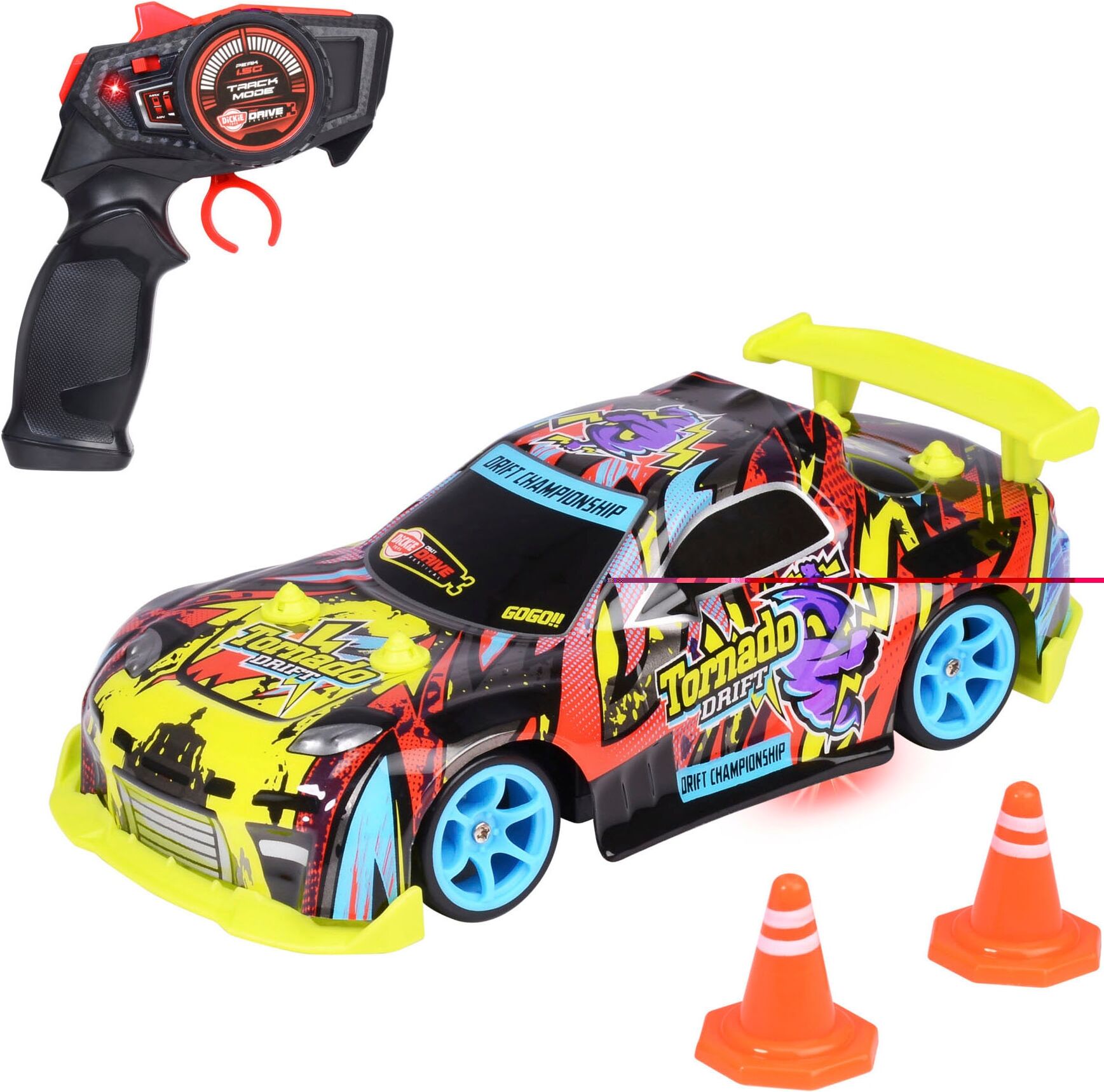 RC-Auto DICKIE TOYS "RC Tornado Drift, 2,4 GHz", bunt, Fernlenkfahrzeuge, Kinder, Kunststoff, RC-Auto, mit Beleuchtung und Allradantrieb