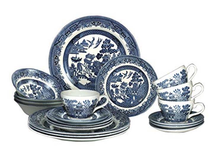 Churchill Teller, Schüsseln, Tassen 20 Stück Geschirr Set 20 Stück Set Blue Willow