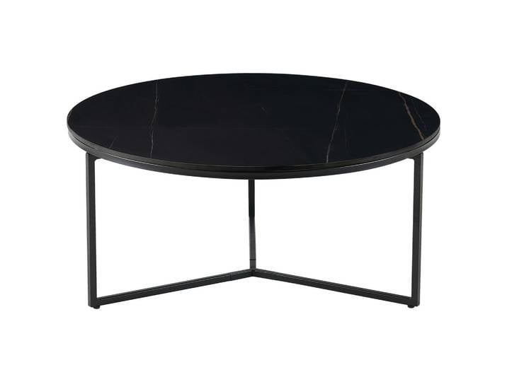 Livetastic Couchtisch, Schwarz, Metall, Keramik, rund, Flachrohr, 80x37x80 cm, Wohnzimmer, Wohnzimmertische, Couchtische, Couchtische Keramik