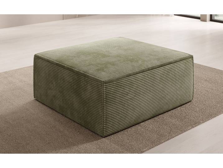 Beistellhocker Lesley in Cord - Salbei - Cord - Luxusbetten24