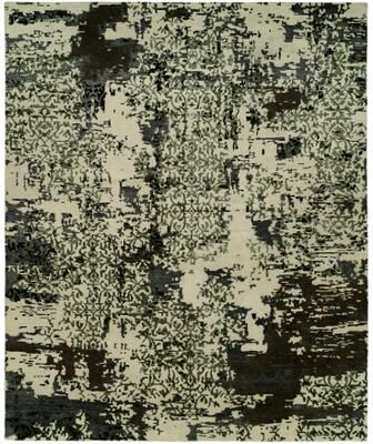 KALATY Modern Black Hand-Knotted Wool & Viscose Area Rug