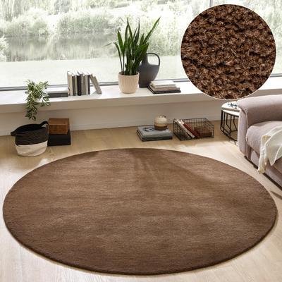 Wollteppich OTTO HOME "Gabbo Natur, Handgefertigt, Teppich, reine Wolle, meliert" Gr. 10, braun, H:14mm Ø:200cm, Wolle, Teppiche, reine Wolle, Uni, Wohnzimmer, Schlafzimmer, Esszimmer